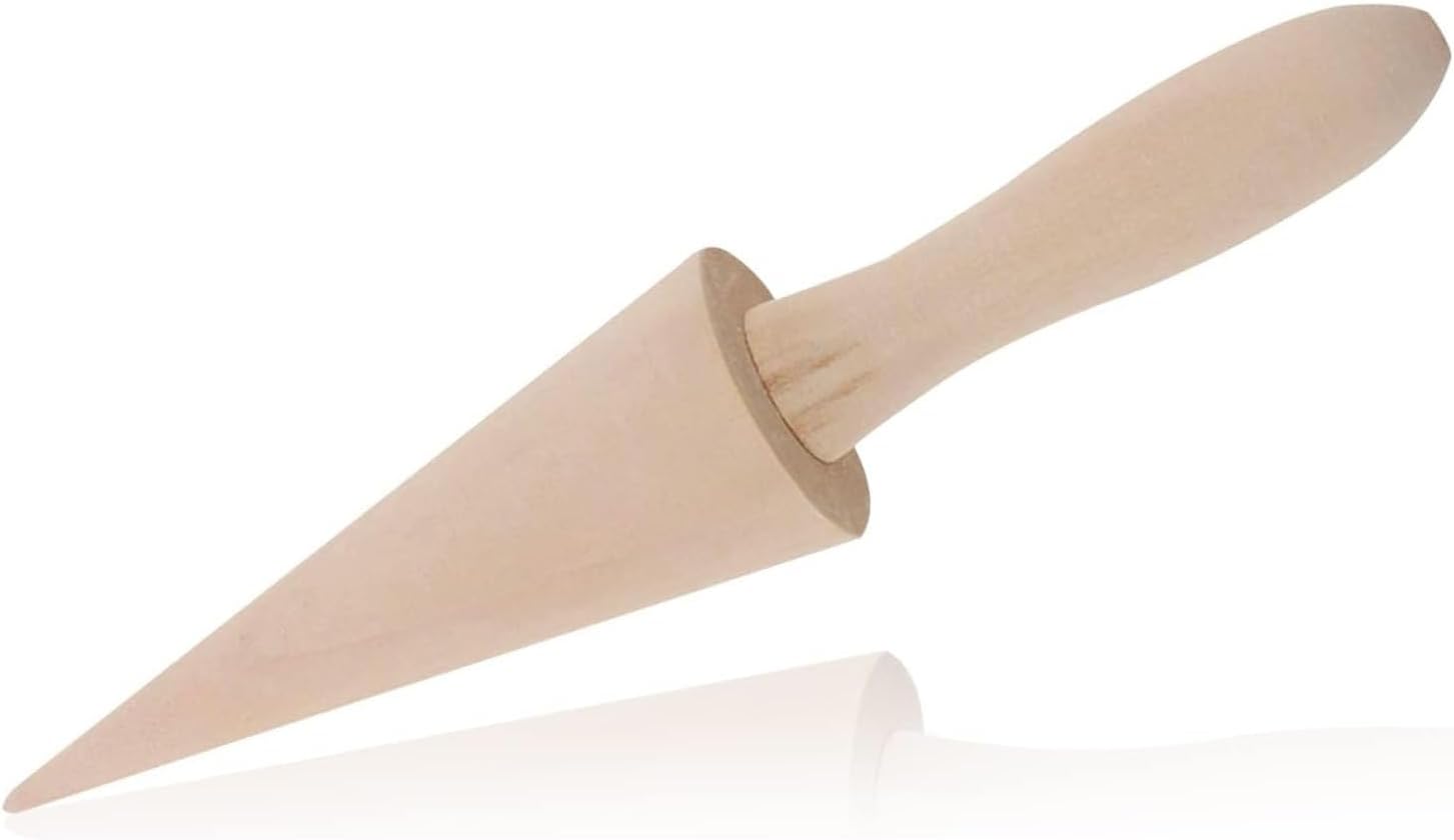 Waffle Cone Roller Ice Cream Cone Mould Wooden 9.1inch Ice Cream Roll Maker Waffle Conemaker Conemold Horn Pastry Roll Molds (1-pack)