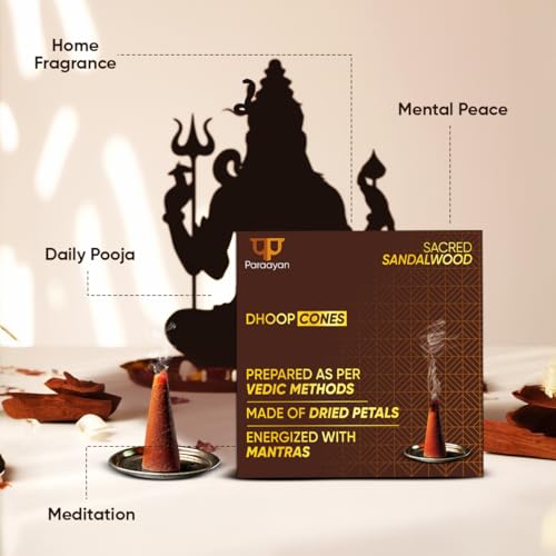 Image of Dry Dhoop Cones | 80 Cones | Pack of 4 | Fragrance Sandalwood | Bambooless Dhoop Cones for Pooja Organic Dhoop Batti Incese Cones for Puja and Home