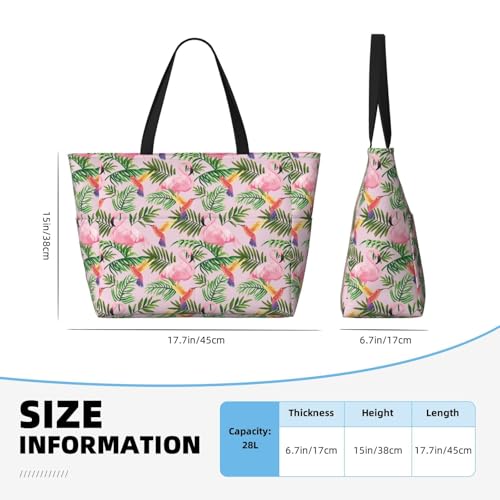 Large Beach Bags Water-resistant Sandproof - Tropical Flamingo Hummingbird Cute Beach Tote Bags for Women with Zipper2