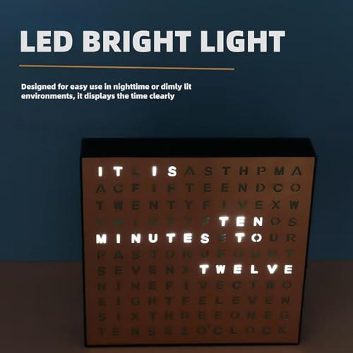 Reloj electrónico luminoso con palabras para evitar la fatiga visual en pared 3