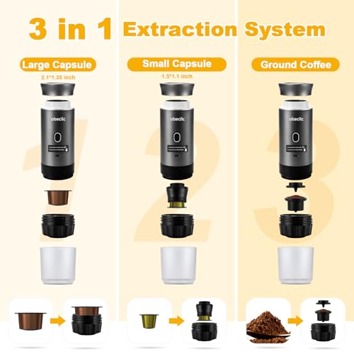 Image of 3 In 1 Portable Coffee Maker for Travel, 20 Bar Portable Espresso Machine with USB,Travel Coffee Maker Self-Heating, Compatible with Ground Coffee & Capsule for Hiking,Office,RV?Upgrade?