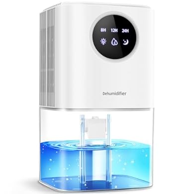 Foto di Deumidificatore Casa Anti Muffa, PKBOSS 1700ML Portatile Mini Deumidificatori Silenzioso Elettrico con Luce LED a 7 colori/Timer/Spegnimento Automatico per la Bagno/Ambiente/Cantina/Camera-Bianco