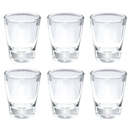 Thirsty Rhino Karan, Round 1.5 oz Shot Glass with Heavy Base, Clear Glass, Set of 6
