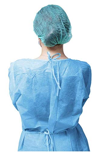 Leo Disposal Protective Isolation Gown - 10pcs Blue. Latex Free,Non-Woven, Fluid Resistant,ONE Size FITS All (10 Pcs)