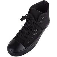 ABSOLUTE FOOTWEAR Kids/Childrens Slip On High Top Lace Up Canvas Pumps Trainers Shoes with Matching Sole