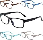 5-Pack Reading Glasses Blue Light Blocking,Computer Glasses for Women Men, Anti Eyestrain UV400 Anti Glare Filter Eyeglasses