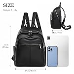 Travistar Rucksack Damen Klein Elegant Cityrucksack PU Leder Damenrucksack Wasserdicht Rucksacktasche Womens Backpack Anti Diebstahl Tagesrucksack für Reisen, Arbeit, Schule (Schwarz) – Bild 3
