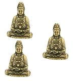 Abaodam 3 Piezas Estatua De Buda De Latón Quan Estatua De Kuan De Escritorio Estatuas De La Diosa De La Misericordia Estatuilla De Guanyin De Latón Estatua De La Diosa Kwan Estatuilla De