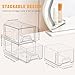 Stebopum 4 Pack Stackable Makeup Organizer, 4.4'' Tall Acrylic Bathroom Makeup Organizer and Storage Drawer with Pull-out Handle, Clear Plastic Storage Bins for Vanity,Pantry,Desk,Undersink,Kitchen