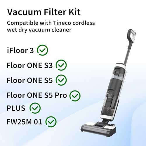 keluke Vacuum Filter Replacement Compatible with Tineco iFloor 3, Floor ONE S3 & Floor ONE S5, Floor ONE S5 Pro Cordless Vacuum Cleaner, 4 Pack Replacement Filters
