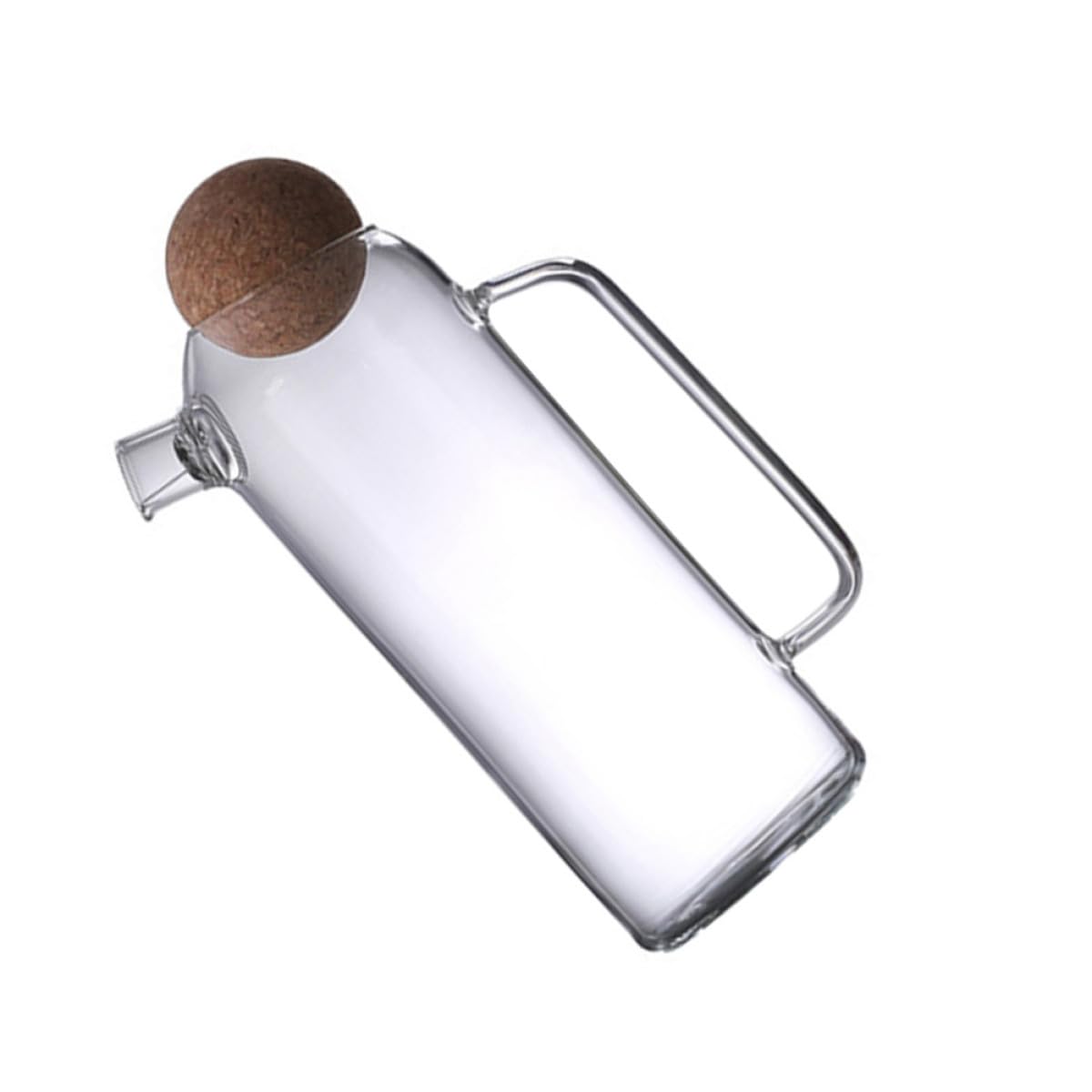 SHINEOFI Brocca da Tè in Vetro Resistente al Calore 1200Ml Tappo in Sughero Teiera Portatile e Leggera per Casa Ristorante e Sala da Tè