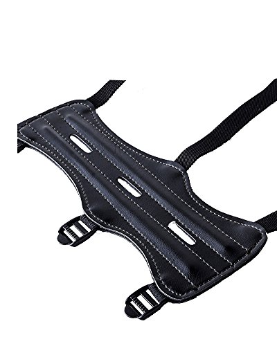 Shooting Archery Arm Guard Leather Three Adjustable Straps Archer Protector Shooter Protection Black 11.8Inch #TOP1