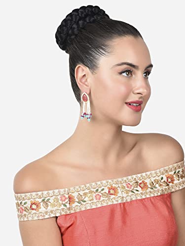 Stones & Beaded Chain Fringe Drop Earring For Women