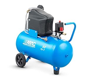 ABAC Compressore d'Aria PRO MONTECARLO L20, Compressore Aria 50 Litri, Doppio Manometro, Pressione Massima 10 Bar, Lubrificato ad olio, Ruote per Trasporto, Potenza 2 CV Single