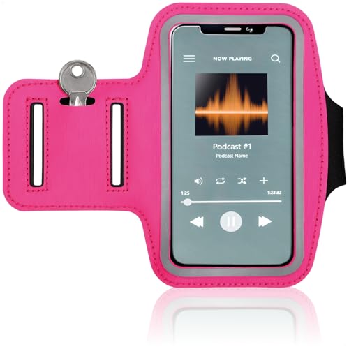 COM-FOUR® Brassard de Sport - Poche de Bras pour Le Smartphone - Poche MP3 et téléphone Portable pour Le Haut du Bras - idéal pour la Course à Pied, Le Jogging et Le Sport (1 pièce - Rose)