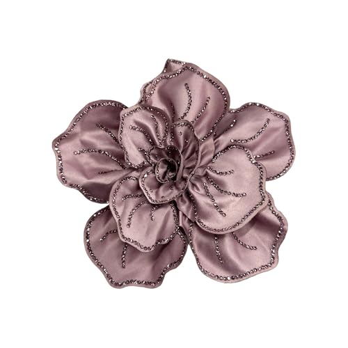 Image of Fabric Rhinestone Flower Big Brooch Lapel Pins for Women Elegant Crystal Floral Brooches Pin for Dresses Suit Accessories Jewelry Boutonniere Corsage Wedding Party 5.5in