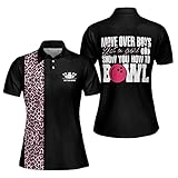 LASFOUR Personalized Pink Leopard Bowling Jerseys Shirts for Women, Custom Quick-Dry Bowling Shirts