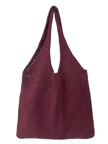 Women's Crochet Bags Travel Shoulder Bag Knitted Summer Beach Hand Single Shoulder Bag Mesh Design