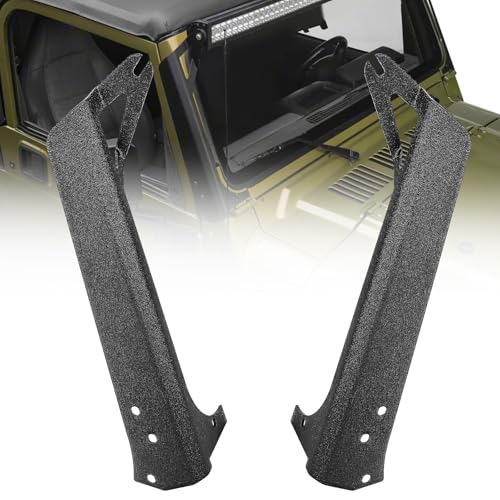 ADTOPI for TJ Light Bar Mount Windshield Frame Mounting Bracket for 50 Inch LED Straight Light Bar Compatible with Jeep Wrangler TJ 1997-2006, Black Powder Coated (Pair)