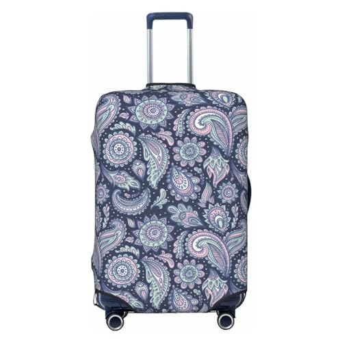 Light Green Pink Paisley Luggage Cover Protector Anti-Scratch Washable Fits 18-32 Inch Luggage-Large