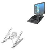 BoxWave Stand and Mount Compatible with Zebra ET80 - QuickSwitch Stand with Cooling Fan, Portable, Multi Angle Viewing Ventilator - Metallic Silver