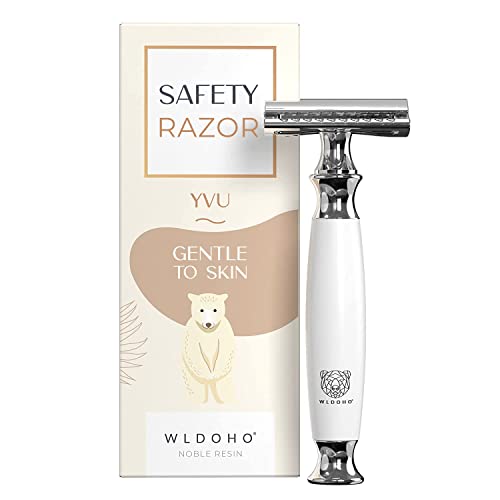 WLDOHO® Maquinilla de Afeitar Clásica - Maquinilla de Doble Filo de Resina Hermosa - 5 Cuchillas para el Safety Razor - Yvu Cover
