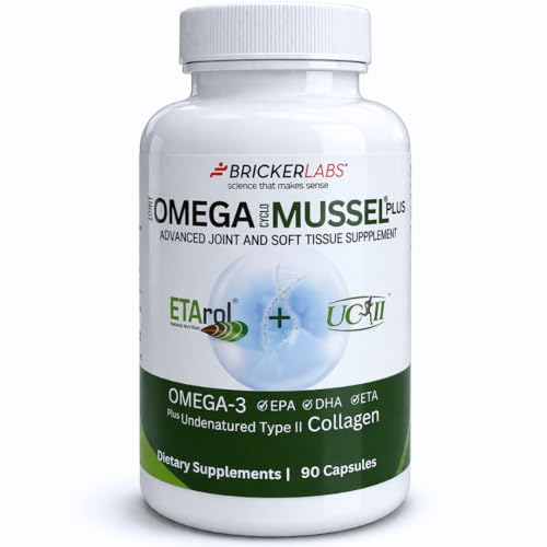 Bricker Labs Omega Cyclo - Mussel Plus UC-II Premium NZ Green Lipped Mussel Plus UC-II Undenatured Type II Collagen the Ultimate Joint Supplement for Joint Health and Comfort 90 Capsules