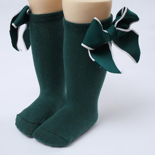 FEORJGP Baby Girls Christmas Tube Socks Cute Princess Bow Socks Breathable Crew Socks for Toddler Girls Knee High Socks4