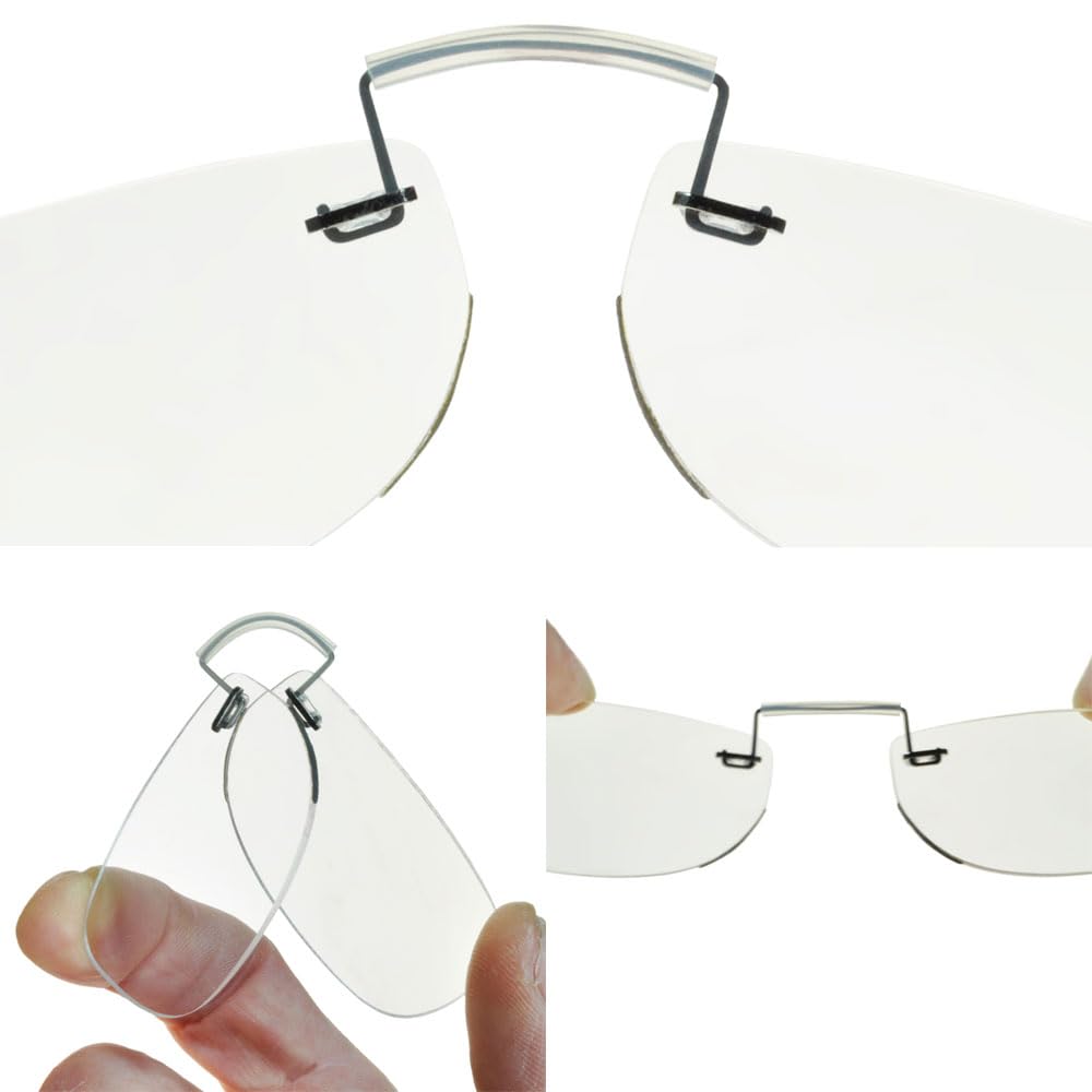 ClipFlipz Pince-Nez 4815 Reading Glasses Rimless Nose Reader Magnifiers Large Single +2.00, Clear, +2.00 Dioptre - Image 4