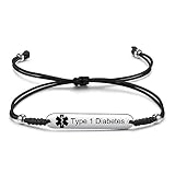 JF.JEWELRY Diabetes Awareness Bracelet | Pre Engraved Type 1 Diabetes Medical Alert ID Bracelet for