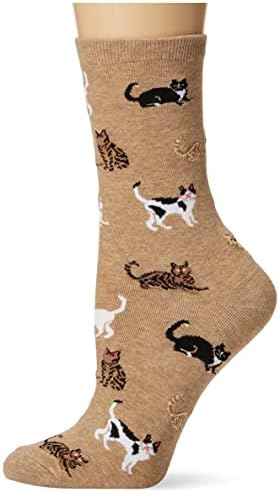 Hot Sox womens Cat Lovers Novelty Fashion Casual Crew Socks Hosiery, Cats (Hemp), 4 10 US