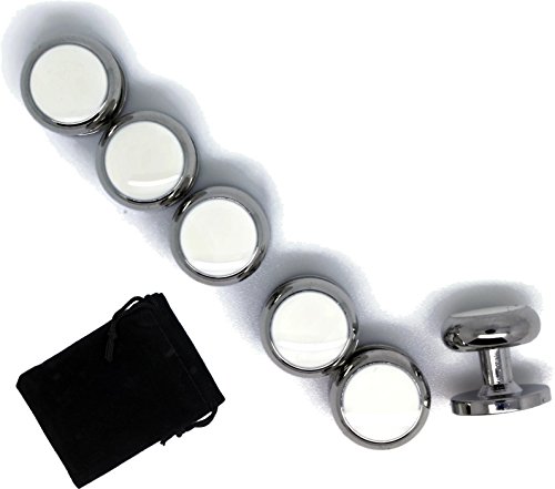 Dickie Bows - Juego de 6 broches de Esmalte Blanco para Camisa, con Bolsa Cover