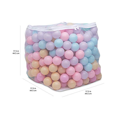 Image of Amazon Basics BPA-Free Ball Pit Balls with Storage Bag, Crush-Proof Plastic for Toddlers Kids 12+ Months Play, 6 Pastel Colors, Pack of 400