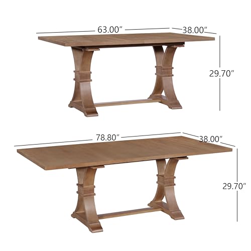 Image of Christopher Knight Home Ethan Extendable Dining Room Table for 6, Wooden Rectangular Expandable Kitchen Table, Vintage Dining Table for Dining Room Kitchen, Walnut
