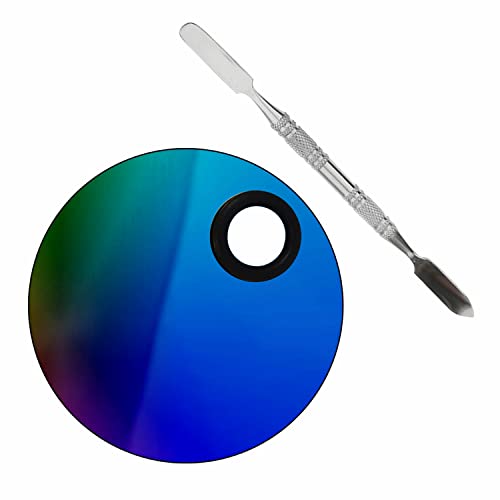 Image of Brain Freezer Shiny Makeup Palette With Stainless Steel Round Shape Spatula, 100 g (Circle Rainbow)