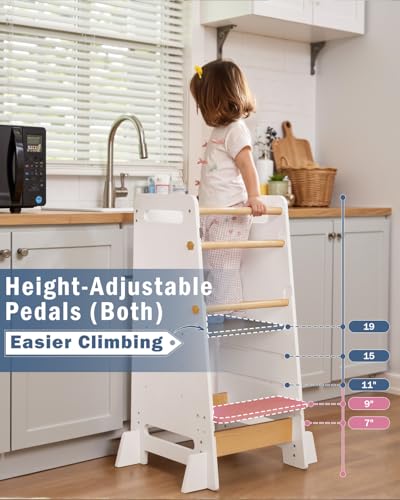 image for Mangohood Toddler Learning Standing Tower, Adjustable Height Kids Kitc