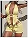Verdusa Women's 3 Piece Textured Halter Bikini Set Boho Swimsuit with Cover Up Shorts Yellow X-Large