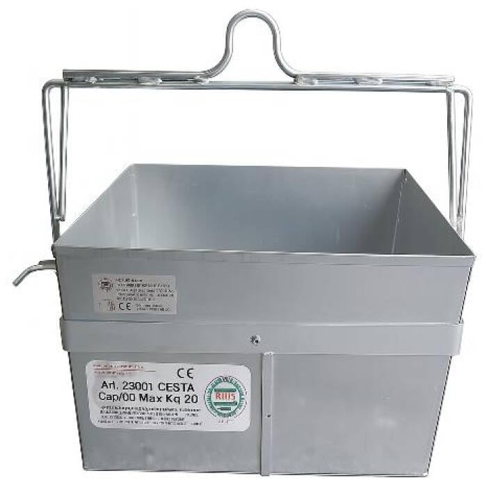 Panier pour Monte-charge – Panier en Acier Galvanisé pour Treuil – Coffre à Outils de Chantier pour Usage Professionnel (50x48x32 cm)