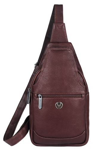 Image of WildHorn Leather Sling Crossbody Bag for Men, Stylish Chest Shoulder Bag for Men Women, Adjustable Strap for Commuting Travel Outdoor Activities Cycling
