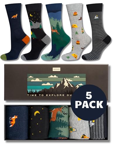 soxo Avventura Calzini Regali Per Gli Uomini Idee Regalo Divertente Uomo Cotone Sock 40-45 Outdoor 5 Paia