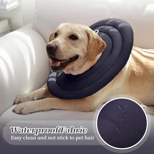 Image of IDOMIK Dog Recovery Collar, Waterproof Soft Dog Cone After Surgery, Comfy Protective Elizabethan Collar Alternative for Dogs Cats, Adjustable Pet Neck Donut Cone Anti-Licking Biting Wounds,Grey,3XL