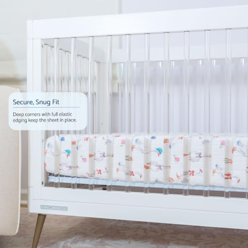 Image of LollyBanks Muslin Crib Sheet, 100% Cotton Fitted Crib Sheets for Girls