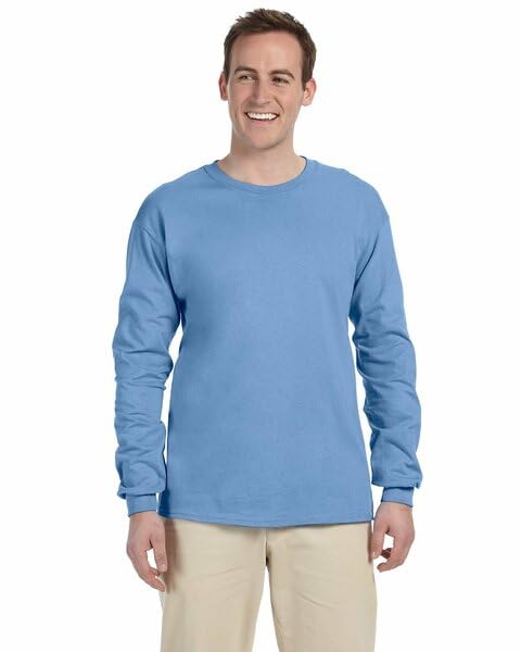 Image of Gildan Men's Heavy Cotton Long Sleeve T Shirt Style (G5400) 2 Pack Carolina Blue