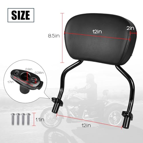 Image of Motorcycle Passenger Backrest Sissy Bar Compatible with for Harley FLRT Freewheeler 2015-2025 Road Glide 3 FLTRT 2023-2025 Detachable Rear Sissy Bar Backrest | Stylish Heavy-Duty Metal Sissy Bar Backrest For Comfortable Back Support