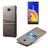 Hülle kompatibel mit Samsung Galaxy J4 CORE,PU-Lederhülle - schlanke stoßfeste Handyhülle mit 2 Kartenschlüssen,Anti-Fingerabdruck und Anti-Drop-Schutz Kunststoff-Kunstleder-Grey