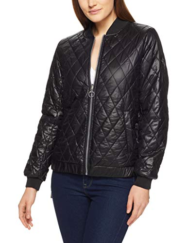 Calvin Klein Lace-Up Sides Rversible Womens Bomber Jacket (Black, Small)