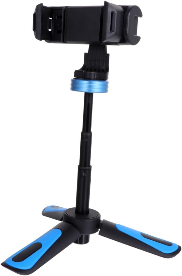 Portable Tripod Selfie Stick with Retractable Mini Mobile Phone Holder, Foldable Desktop Stand for Live Streaming and Video Recording, Blue
