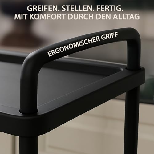 ABBAware Standregal mit 6 Ebenen - 40 x 30 x 135 cm Kunststoff schwarz - schmales Regal für Küche, Bad, Keller & Abstellraum - Badezimmerregal & Kellerregal ohne Bohren - schmales Regal