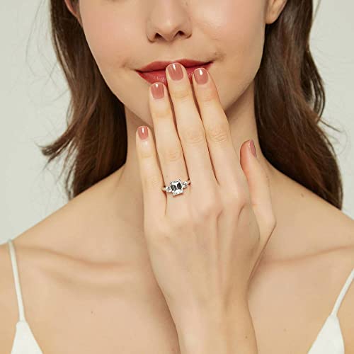 Berricle Sterling Silver 3-Stone Wedding Engagement Rings Emerald Cut Cubic Zirconia Cz Anniversary Promise Ring For Women, Rhodium Plated Size 6 #TOP7