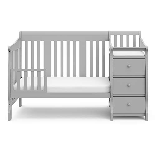 Storkcraft Portofino 5-In-1 Convertible Crib And Changer (Pebble Gray) – Crib And Changing Table Combo With Drawer, Converts To Toddler Bed, Daybed And Full-Size Bed, Storage Drawer #TOP4